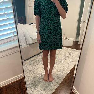 Milly Green Puff Sleeve Mini Dress